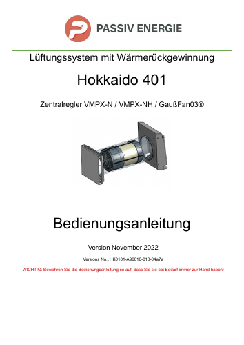 Bedienungsanleitung Hokkaido 401 VMPX-N & NH